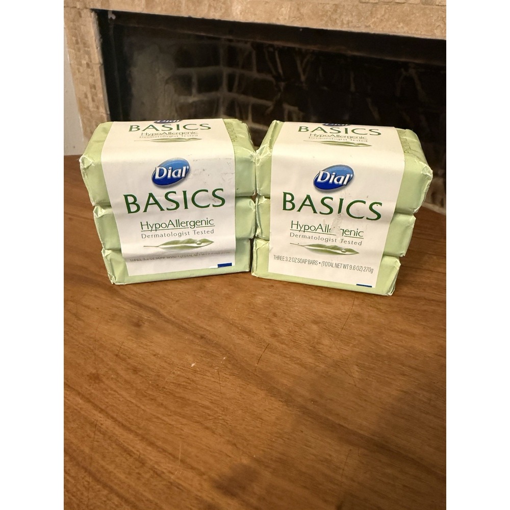 Dial Basics HypoAllergenic Bar Soap 3.2 Oz 2 Packs Of 3 - Total 6 Bars.